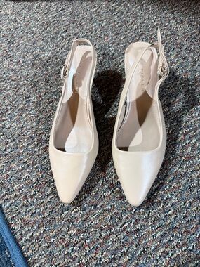 Marc Fisher Beige Pointed Slingback Pumps